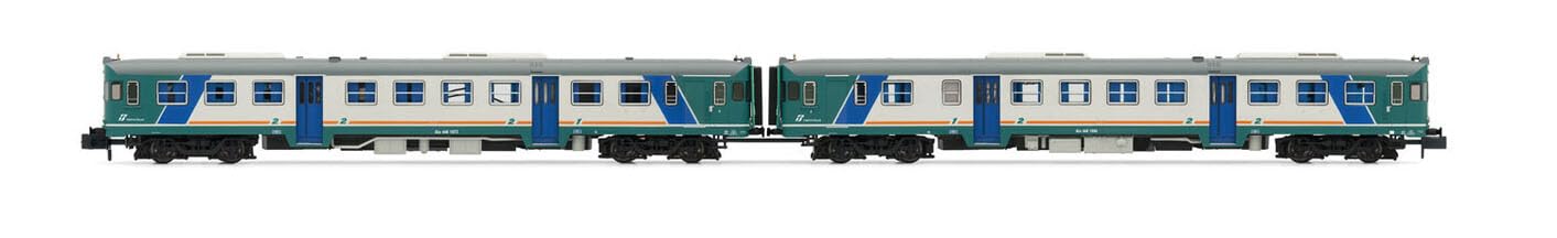 FS ALn 668 1000er-Reihe Dieseltriebwagen, 2 Stück, mit 2 Türen, XMPR-Lackierung, flache Fenster, Epoche Vb, DCC-Sound