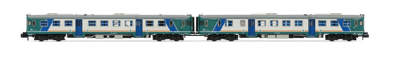 FS ALn 668 1000er-Reihe Dieseltriebwagen, 2 Stück, mit 2 Türen, XMPR-Lackierung, flache Fenster, Epoche Vb, DCC-Sound