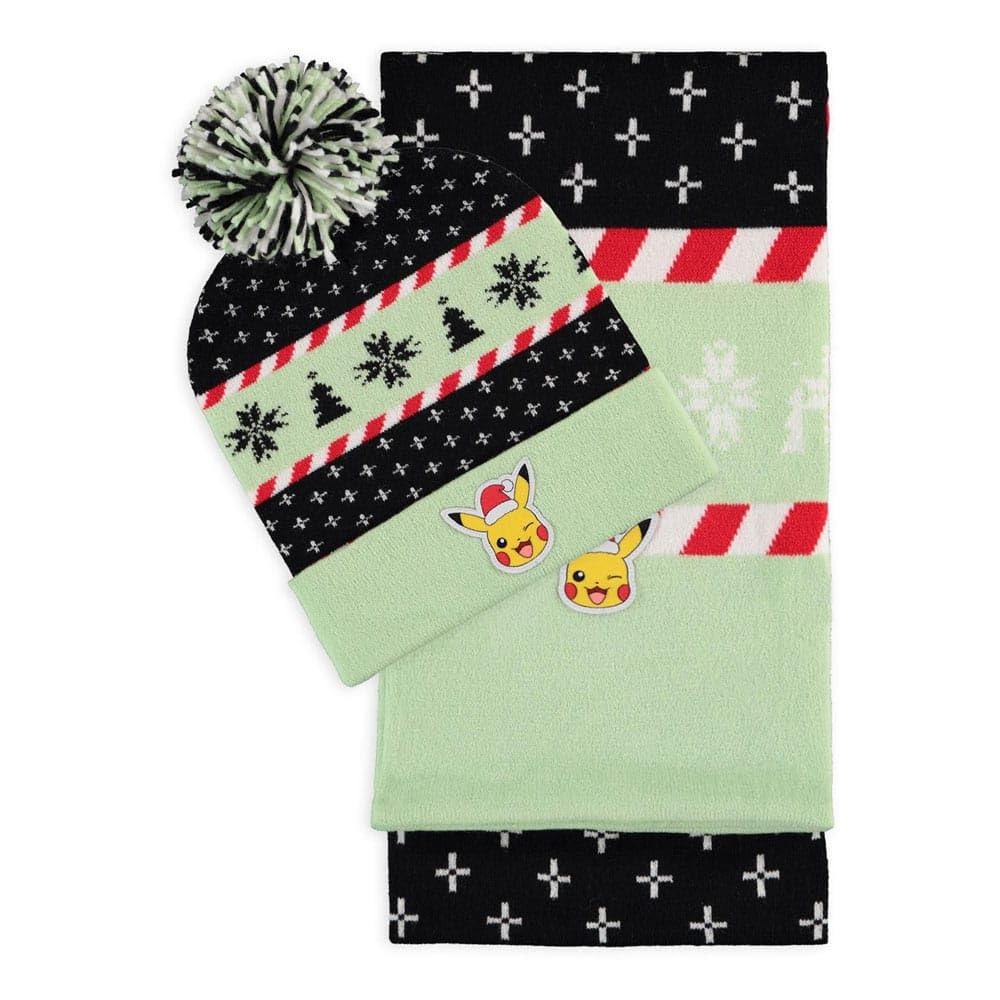 DIFUZED Sport Pokemon Pikachu Hat and Scarf Set Gloves, Multicoloured, One Size