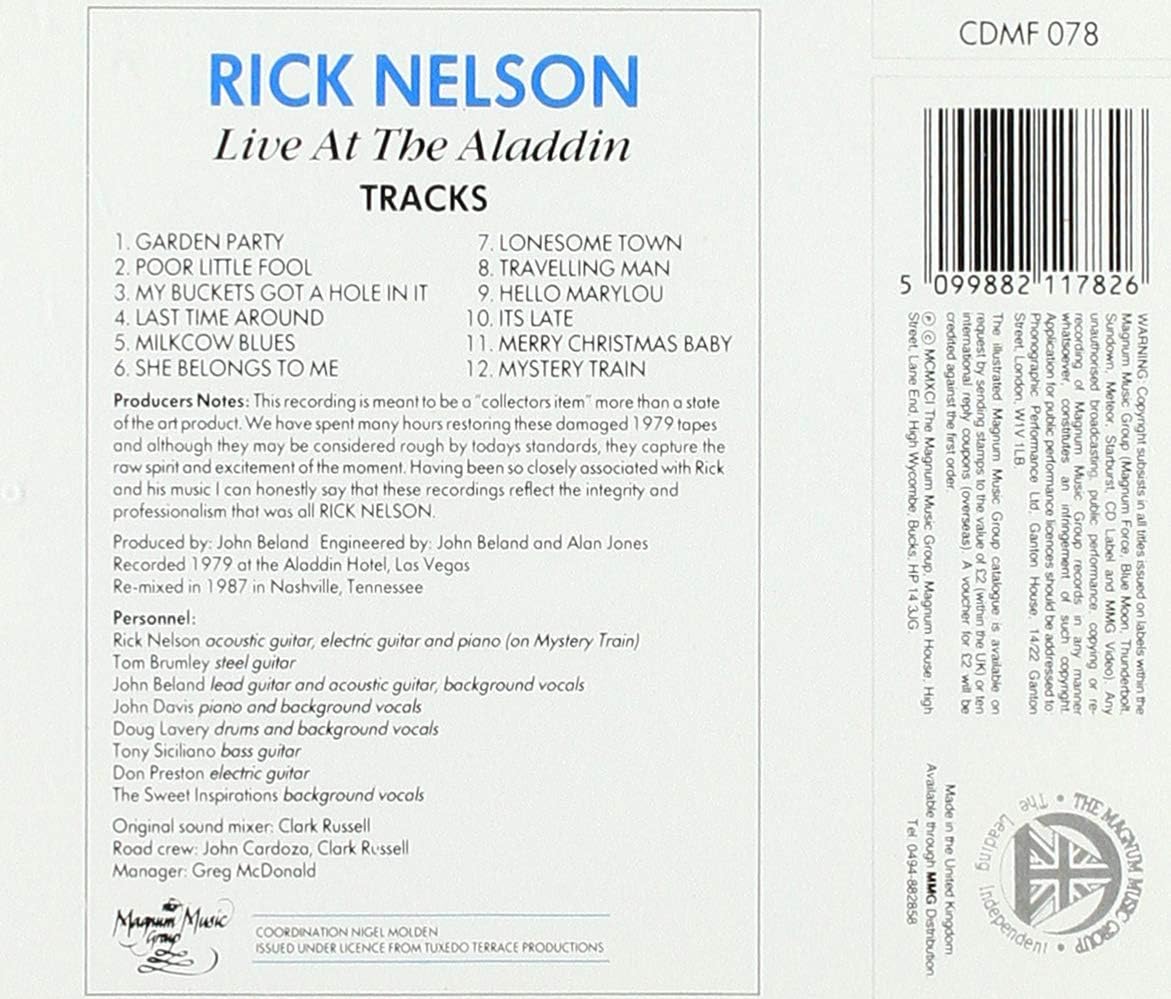 Rick Nelson - Live At The Aladdin