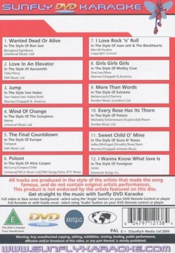 Sunfly Karaoke - Rock Anthems