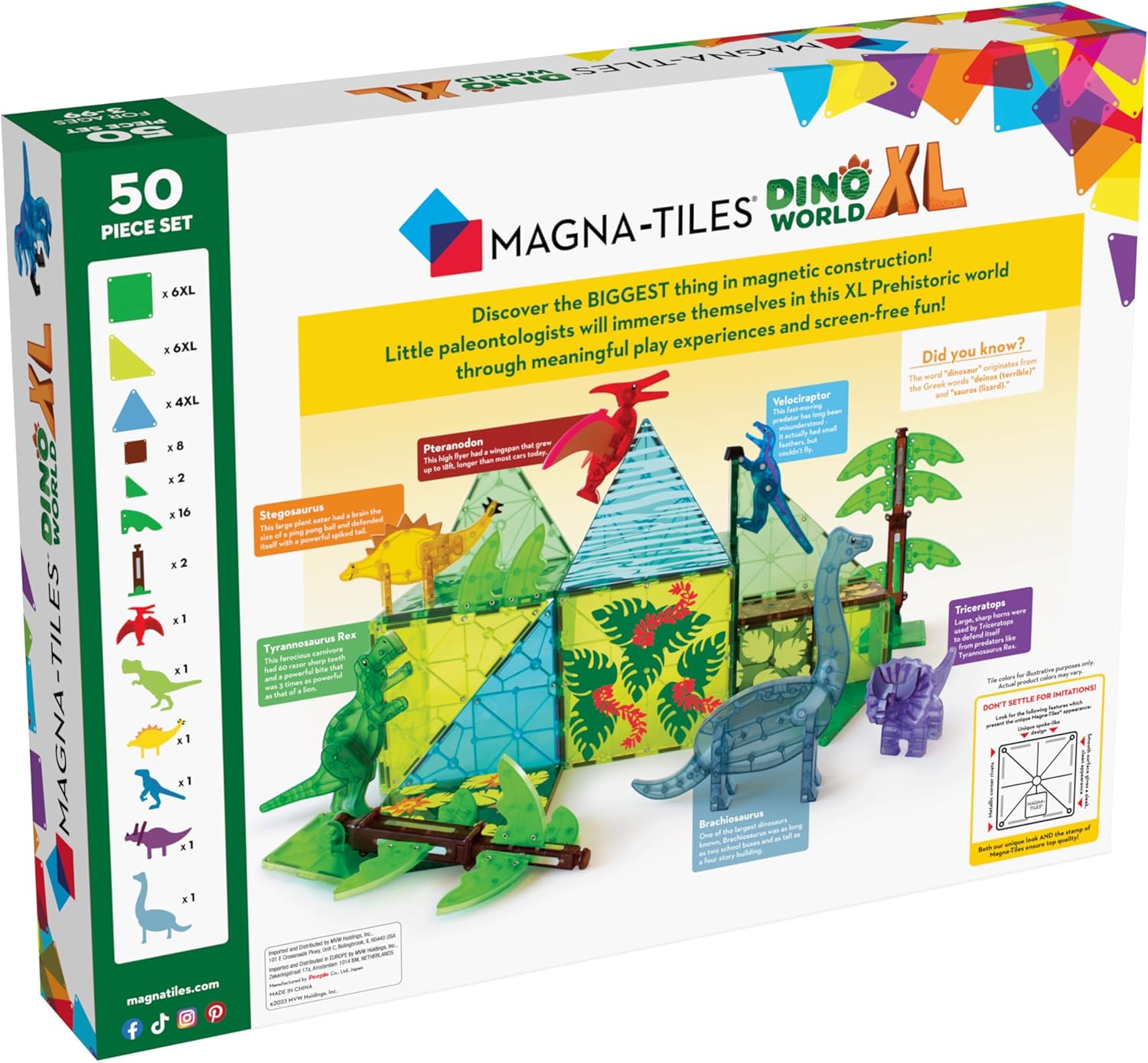 Magna-Tiles - Dino World XL 50 pcs set - (90228
