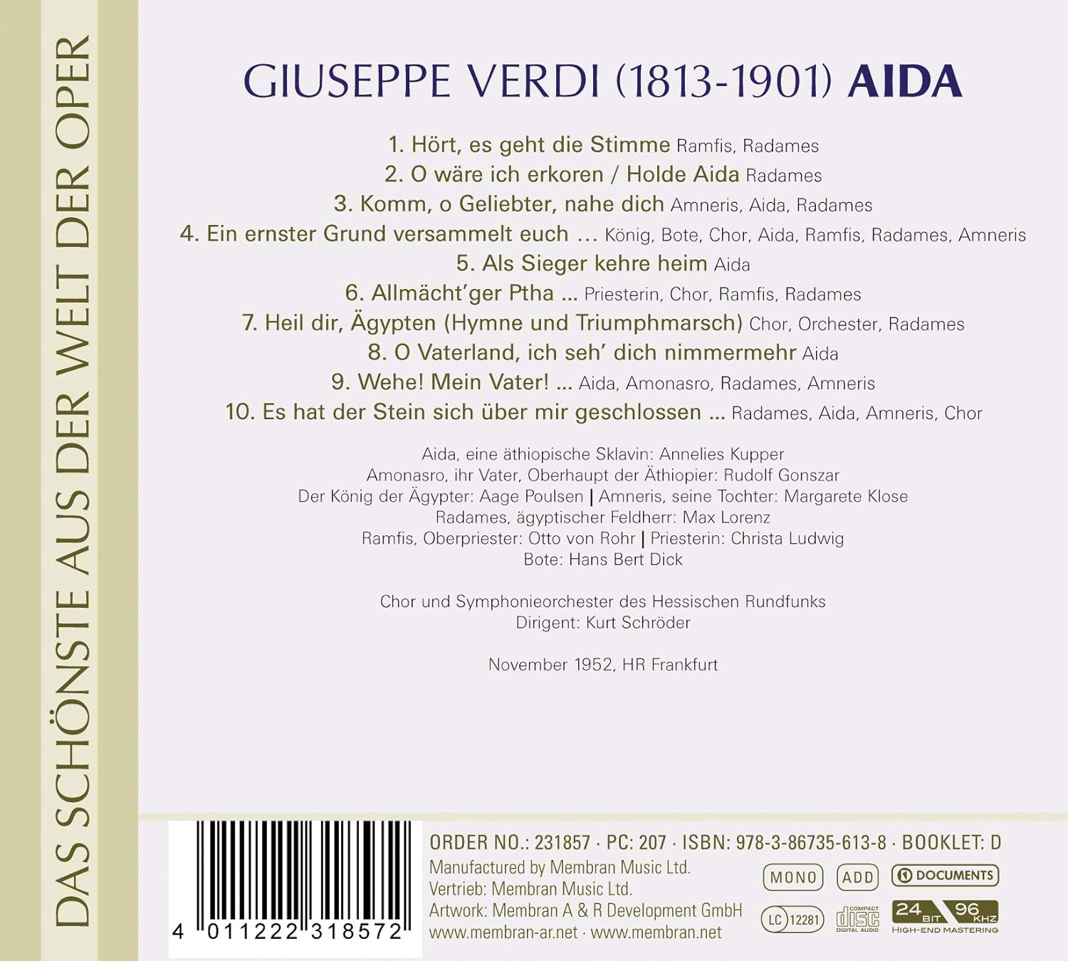 Kupper/gonszar/klose/lorenz/schr?â??der,kurt - Verdi: Aida
