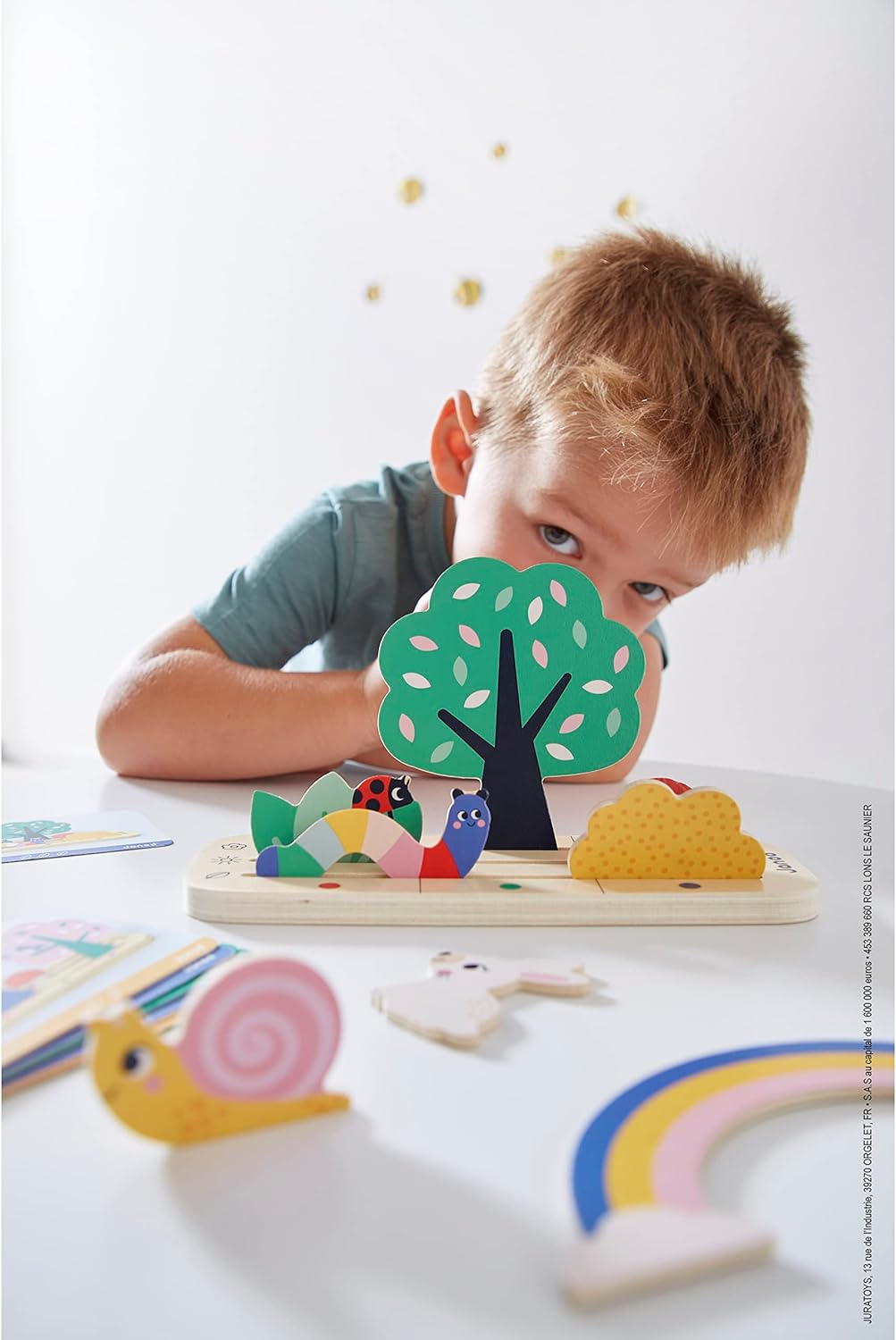 Janod Pédagogie Range-Finding Your Bearings in Space-The Garden-9 FSC Wood Accessories + 12 Cards-Children’s Educational Toy-36 Months +, J05077, Multicolor