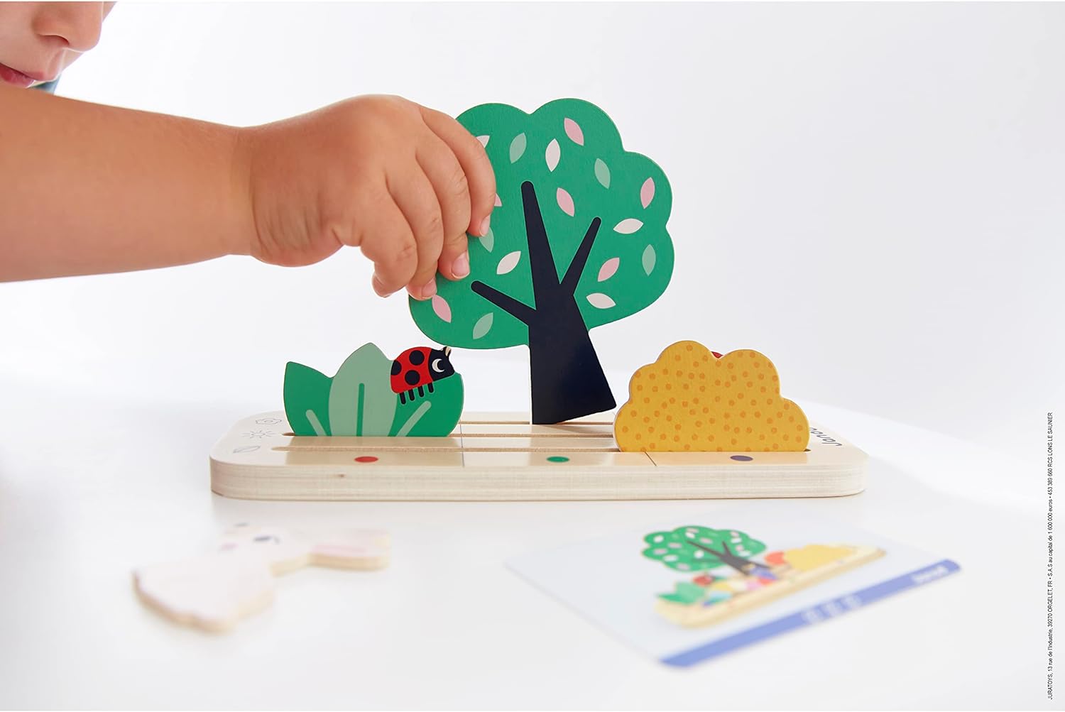 Janod Pédagogie Range-Finding Your Bearings in Space-The Garden-9 FSC Wood Accessories + 12 Cards-Children’s Educational Toy-36 Months +, J05077, Multicolor