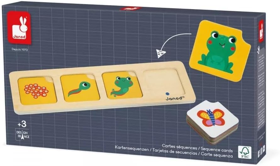 Janod Pédagogie Range-10x 4 Sequences-Put The Actions in Chronological Order-Children’s Educational Toy-36 Months +, J05083, Multicolor