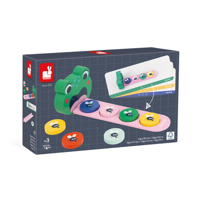 Janod Pédagogie Range Algorithms-Learn Colours and Sequences-Children’s Educational Toy-Frog Game-36 Months +, J05088, Multicolor Frog Algorithms - Learn Colours and Sequences