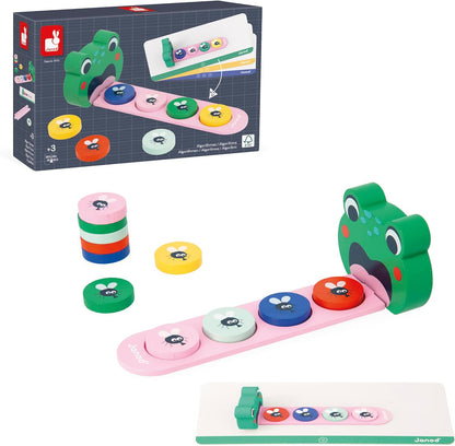 Janod Pédagogie Range Algorithms-Learn Colours and Sequences-Children’s Educational Toy-Frog Game-36 Months +, J05088, Multicolor Frog Algorithms - Learn Colours and Sequences