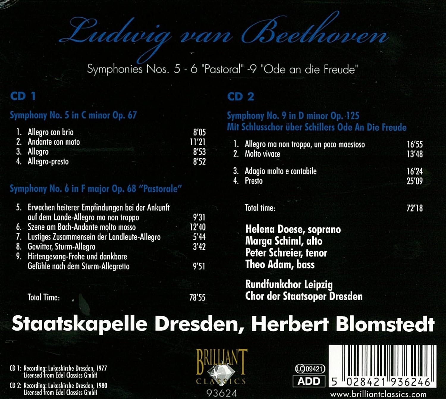 Symphonies 5 6 & 9 - Ludwig van Beethoven