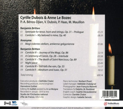 Cyrille Dubois Marc Mauillon, Anne Le Bozec - Benjamin Britten Canticles (CD)