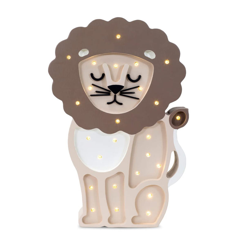 Little Lights Leeuw lamp nachtlampje voor kinderen spelen slapen met timer en dimmer (koffie