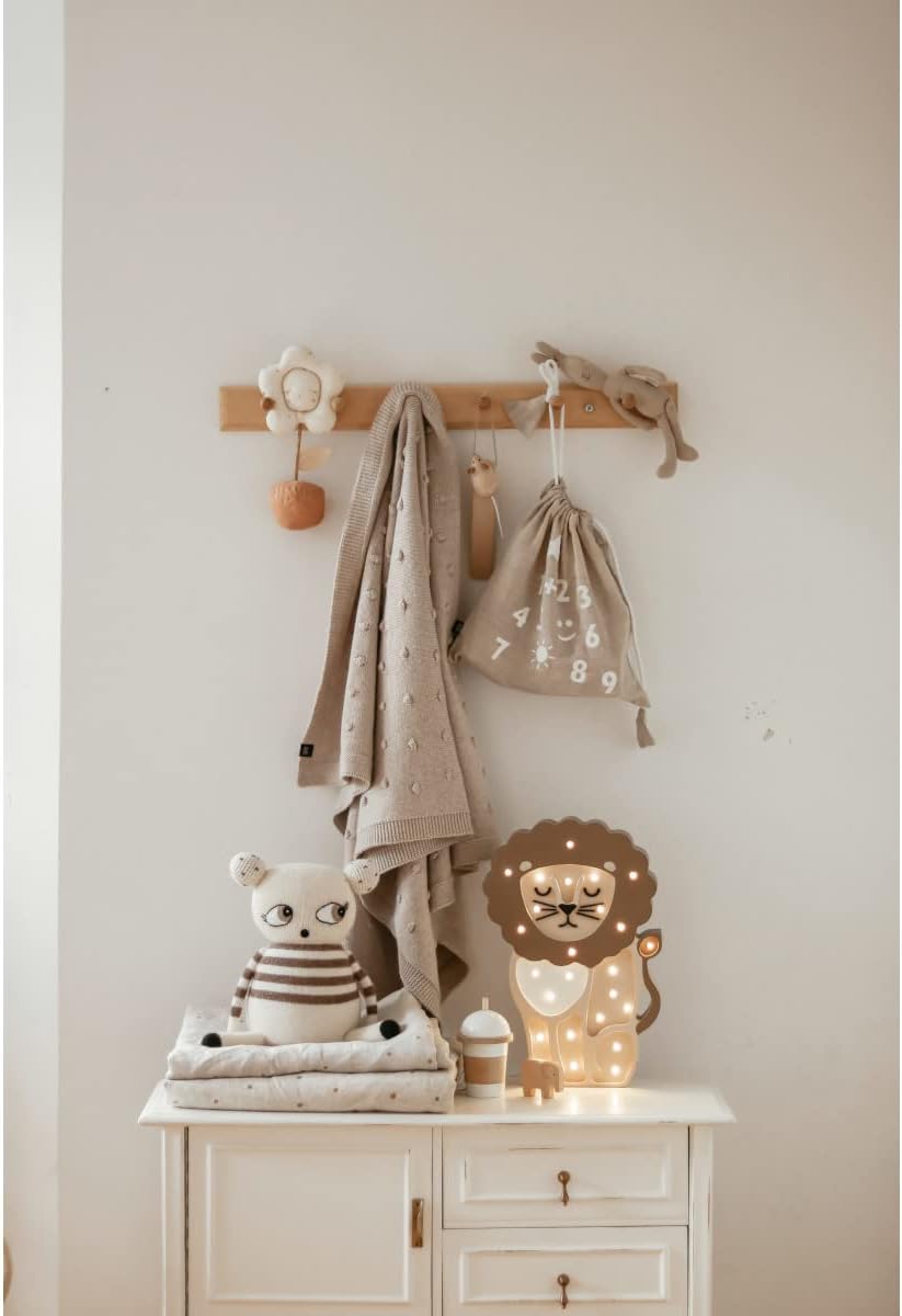 Little Lights Leeuw lamp nachtlampje voor kinderen spelen slapen met timer en dimmer (koffie