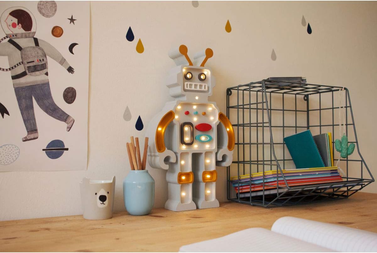 Lamp - Robot - Grijs/Mosterd