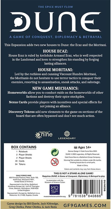 Gale Force Nine- Dune Ecaz & Moritani House Expansion