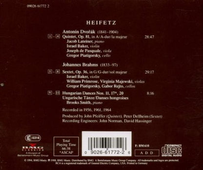 Heifetz Collection, Volume 41: Dvorák: Quintet Op.81 / Brahms: Sextet Op. 36