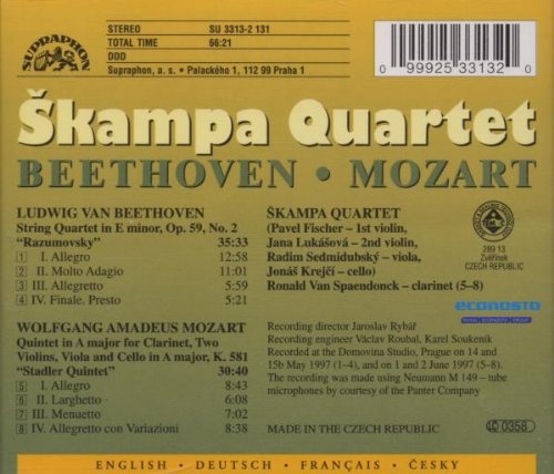 Beethoven: Streichquartett Nr. 8 / Mozart: Klarinettenquintett+B1361