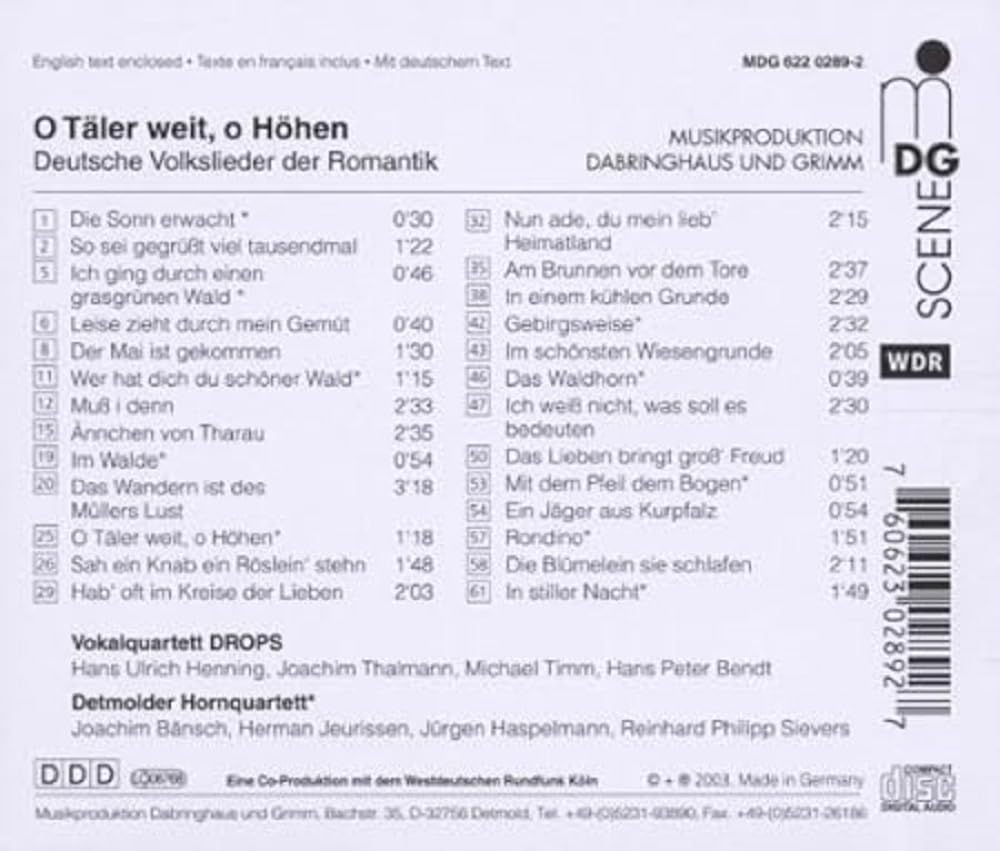 O Taler weit, o Hohen: Romantic Folksong