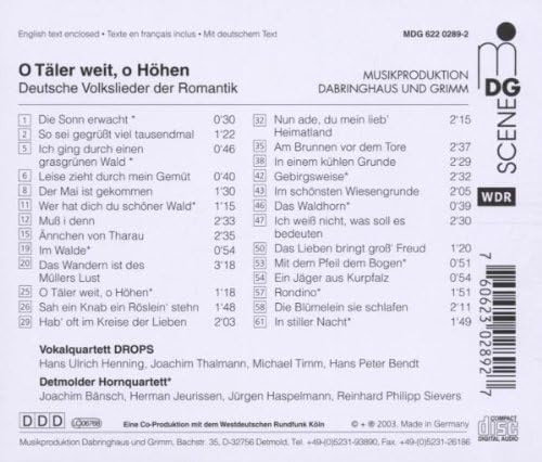 O Taler weit, o Hohen: Romantic Folksong