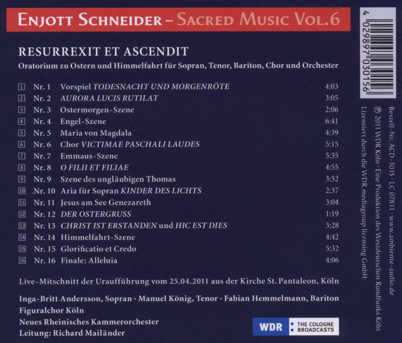 Resurrexit et Ascendit - Oratorium zu Ostern und Himmelfahrt. Enjott Schneider - Sacred Music Vol. 6