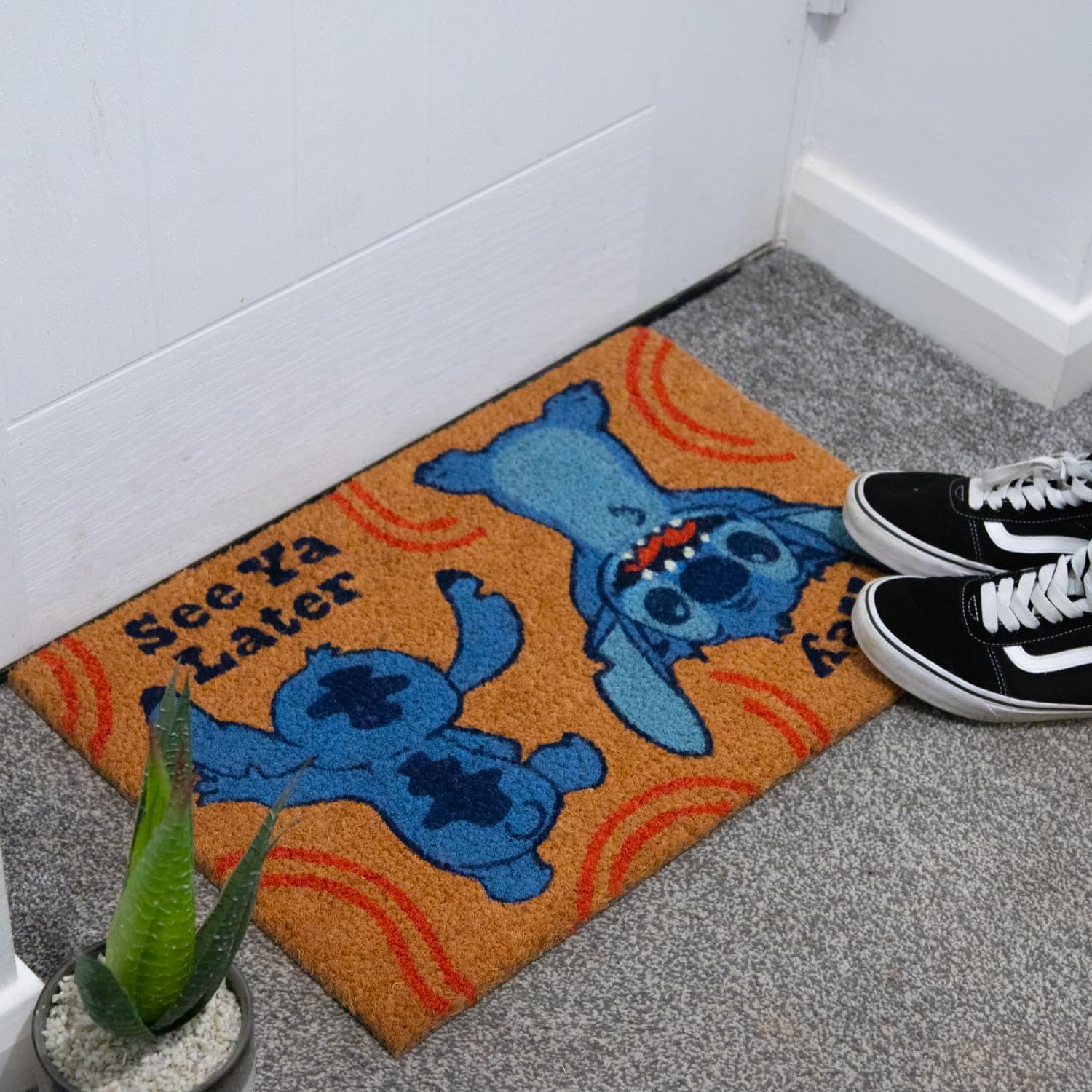 Disney LILO & STITCH Fussmatte (Hey See Ya Later Design) Kokos-Türmatte, für Außen und Innen 40cm x 60cm - Offizielles Lizenzprodukt