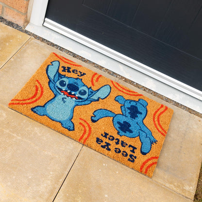 Disney LILO & STITCH Fussmatte (Hey See Ya Later Design) Kokos-Türmatte, für Außen und Innen 40cm x 60cm - Offizielles Lizenzprodukt