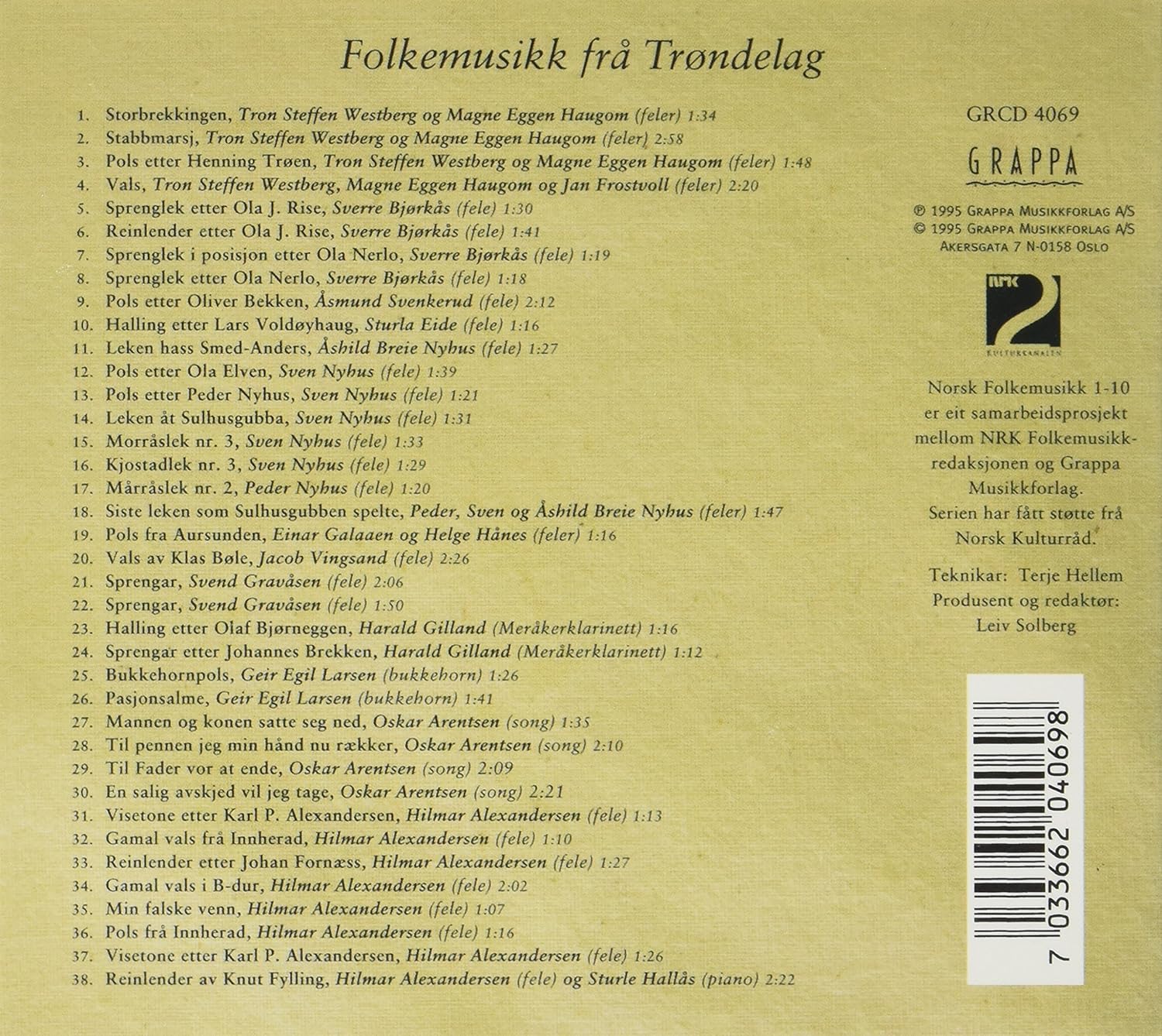 Folkemusikk Fra Trondelag 9 - Folk Music From Trondelag