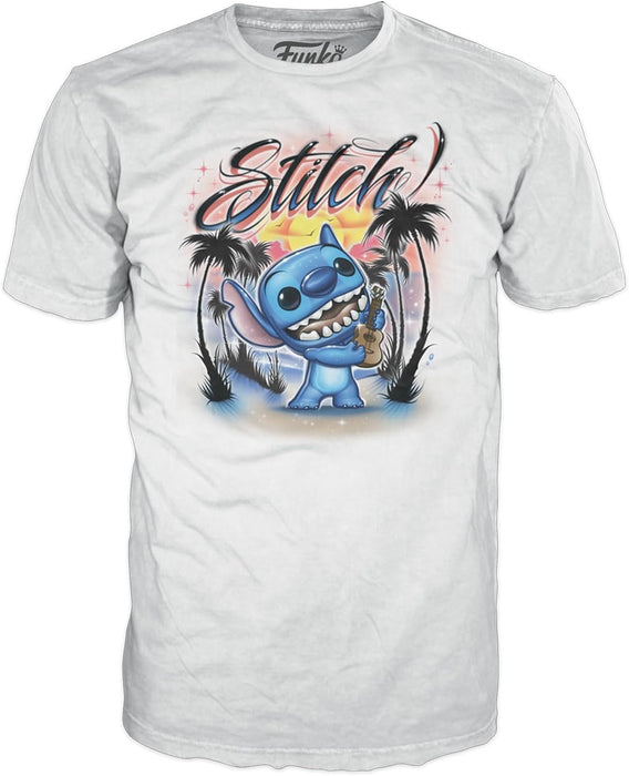 Funko Pop! & tee: Lilo & Stitch - Ukelele Stitch - Afelpado - Small - (S) - Camiseta, Franela - Ropa con Figura de Vinilo Coleccionable - Idea de Regalo - Juguetes y Camiseta de Manga Corta Hombres