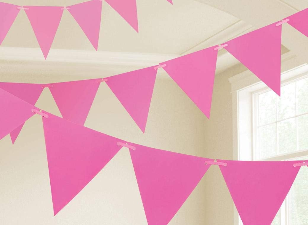Amscan 120099-103-55 Pennant Banner Brght Pnk Bright Pink