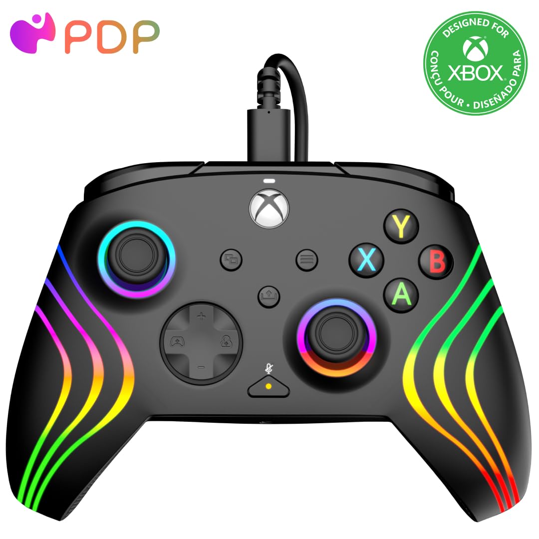 PDP AFTERGLOW XBX WAVE WIRED Controller BLACK for Xbox Series X|S, Xbox One, Officially Licensed