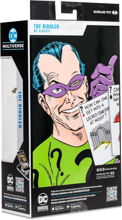 McFarlane DC Multiverse The Riddler 7" Action Figure - Ultra Articulated Collectible with Alternate Hands and Question Mark Cane (DC Classic)