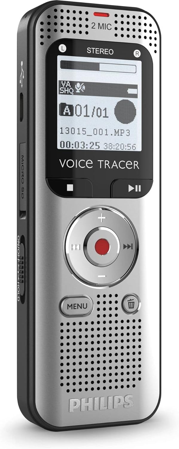 Philips VoiceTracer Audio Recorder DVT2015, Stereo MP3, 8 GB internal memory, with Speech-to-Text Cloud Software