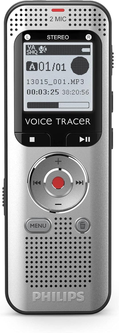 Philips VoiceTracer Audio Recorder DVT2015, Stereo MP3, 8 GB internal memory, with Speech-to-Text Cloud Software
