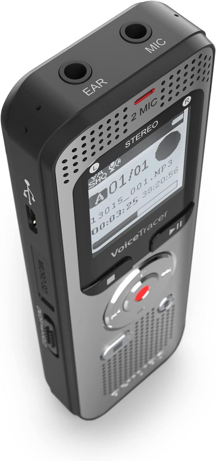 Philips VoiceTracer Audio Recorder DVT2015, Stereo MP3, 8 GB internal memory, with Speech-to-Text Cloud Software