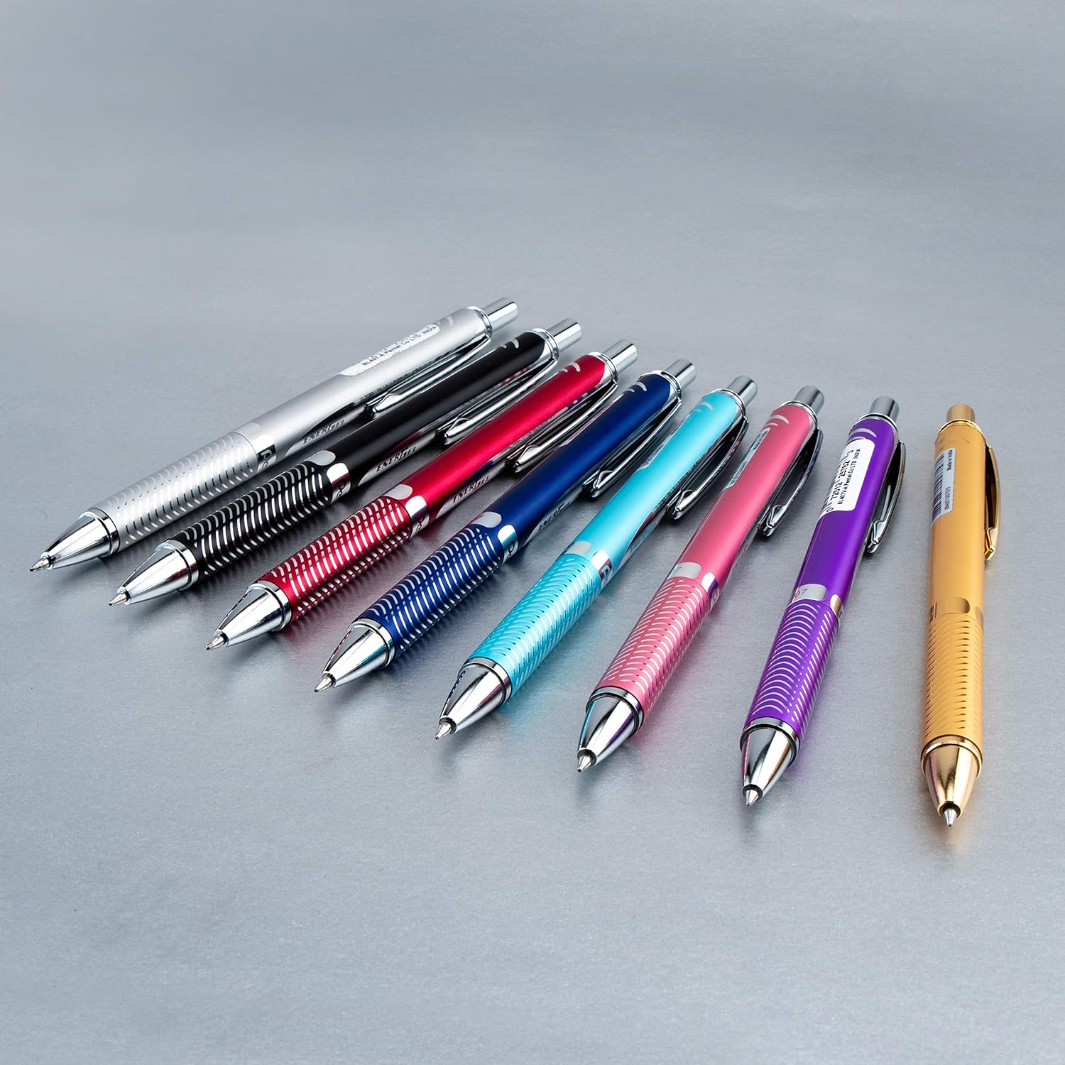 Pentel EnerGel Sterling BL407-A Gel Ink Pen with Twist Mechanism Metal Casing 0.35 mm - Silver/Red