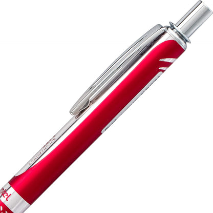 Pentel EnerGel Sterling BL407-A Gel Ink Pen with Twist Mechanism Metal Casing 0.35 mm - Silver/Red