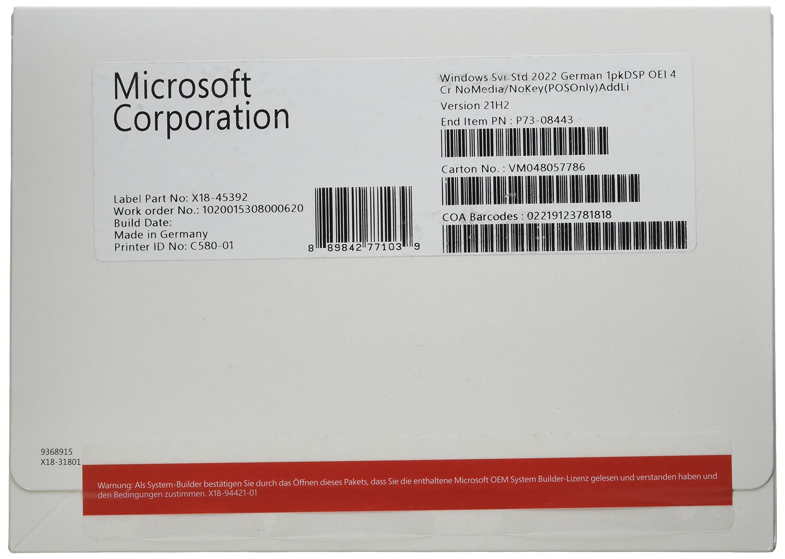 Microsoft Windows Server 2022 Standard Erweiterung