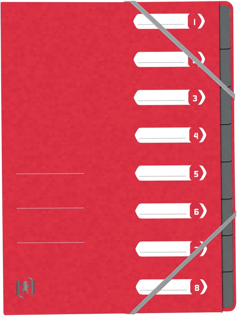 Oxford - Oxford Trieur Top File+, A4, 8 compartiments, rouge