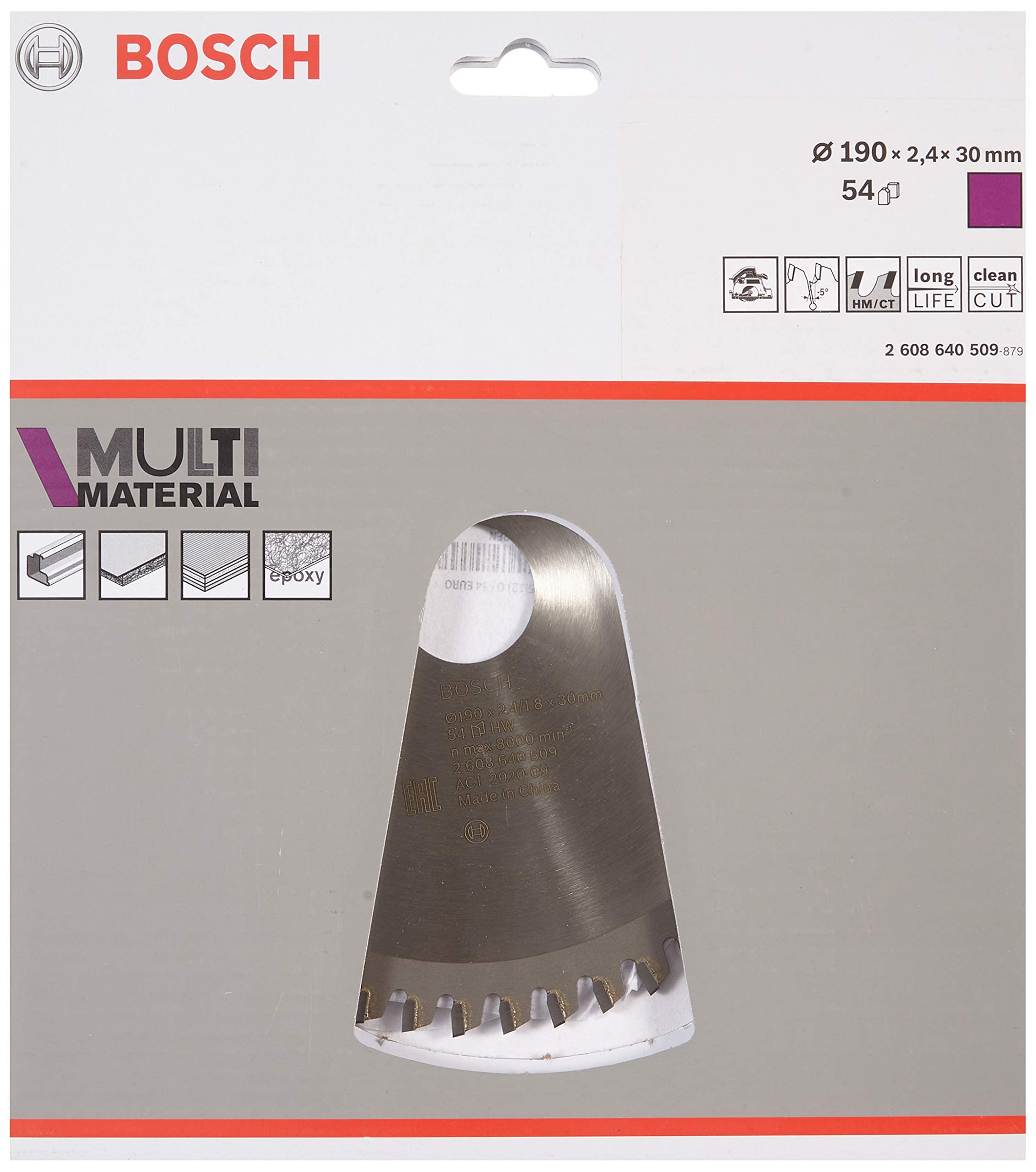 Bosch Accessories Bosch Professional 1x Kreissägeblatt Multi Material (für Multimaterial, Sägeblatt Ø 190 x 2,4 x 30 mm, 54 Zähne, Zubehör Kreissäge) 54 Zähne Handkreissäge Ø 190 mm / Bohrung 30 mm