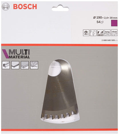 Bosch Accessories Bosch Professional 1x Kreissägeblatt Multi Material (für Multimaterial, Sägeblatt Ø 190 x 2,4 x 30 mm, 54 Zähne, Zubehör Kreissäge) 54 Zähne Handkreissäge Ø 190 mm / Bohrung 30 mm