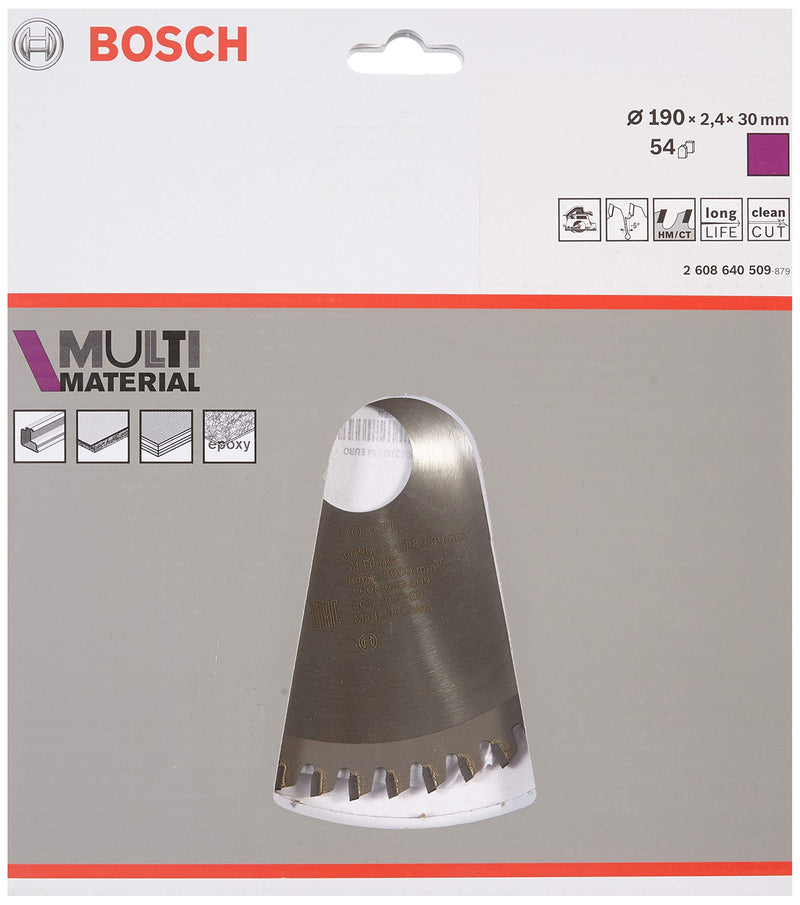 Bosch Accessories Bosch Professional 1x Kreissägeblatt Multi Material (für Multimaterial, Sägeblatt Ø 190 x 2,4 x 30 mm, 54 Zähne, Zubehör Kreissäge) 54 Zähne Handkreissäge Ø 190 mm / Bohrung 30 mm
