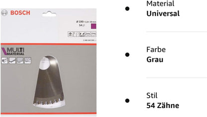 Bosch Accessories Bosch Professional 1x Kreissägeblatt Multi Material (für Multimaterial, Sägeblatt Ø 190 x 2,4 x 30 mm, 54 Zähne, Zubehör Kreissäge) 54 Zähne Handkreissäge Ø 190 mm / Bohrung 30 mm