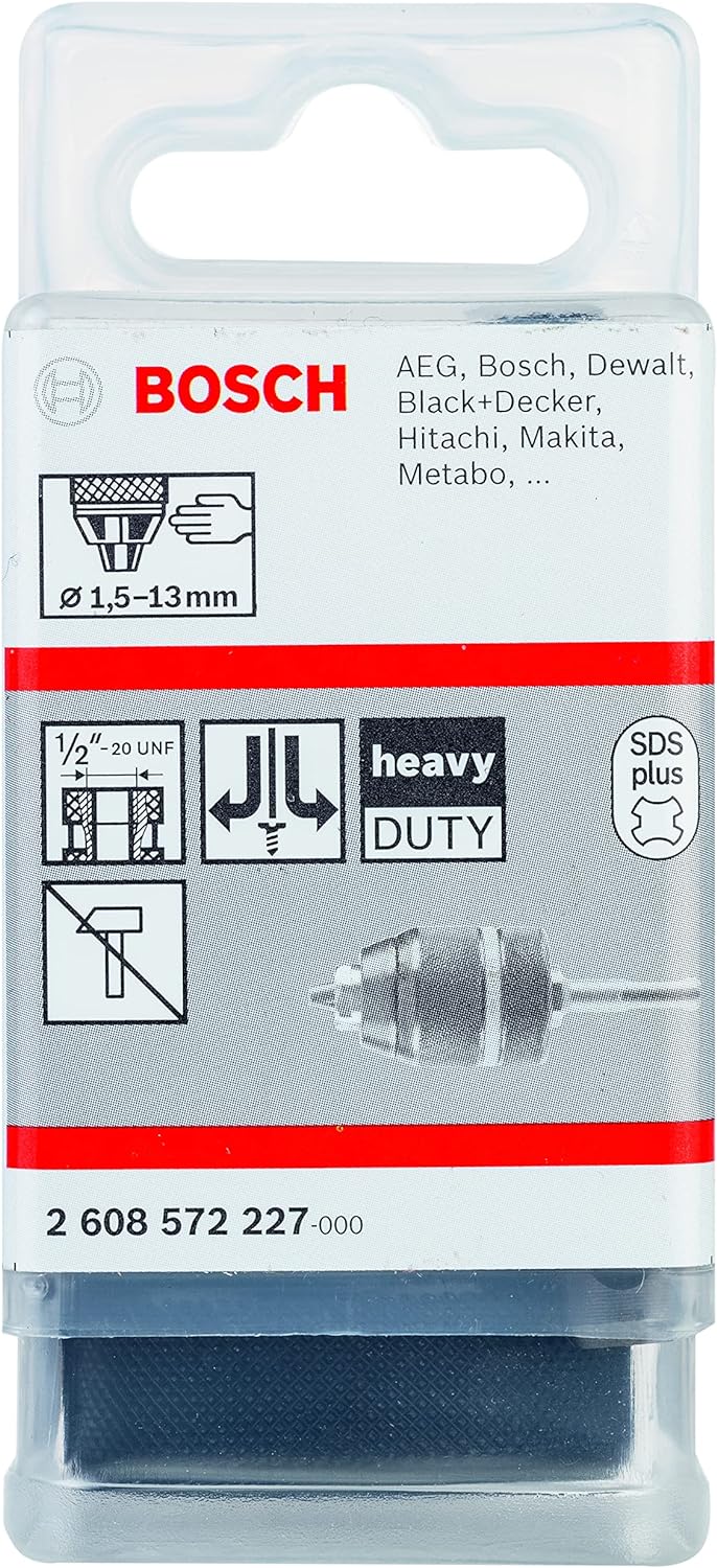 Bosch 2608572227 SDS-Plus Keyless Chuck with Adapter, 1.5mm/13mm, Black 1.5 - 13 mm Shock-proof 1.5 - 13 mm