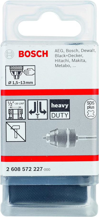 Bosch 2608572227 SDS-Plus Keyless Chuck with Adapter, 1.5mm/13mm, Black 1.5 - 13 mm Shock-proof 1.5 - 13 mm