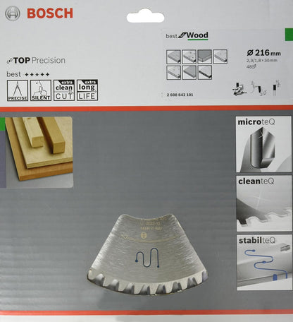 Bosch Accessories Bosch Professional 2608642101 Kreissägeblatt Best for Wood 216 x 30 x 2.3 mm Z48WZ