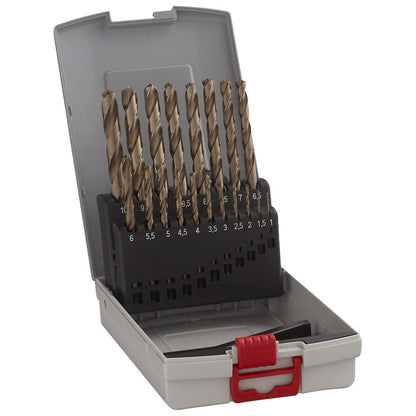 Bosch Professional 19pc. HSS-Cobalt ProBox Metal Drill Bit Set (for Stainless Steel, Ø 1-10 mm, Accessories Drill Driver and Drill Stand) 1mm-10mm HSS-CO Single