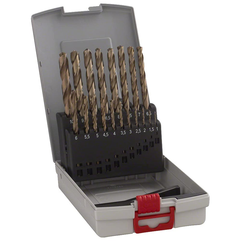 Bosch Professional 19pc. HSS-Cobalt ProBox Metal Drill Bit Set (for Stainless Steel, Ø 1-10 mm, Accessories Drill Driver and Drill Stand) 1mm-10mm HSS-CO Single