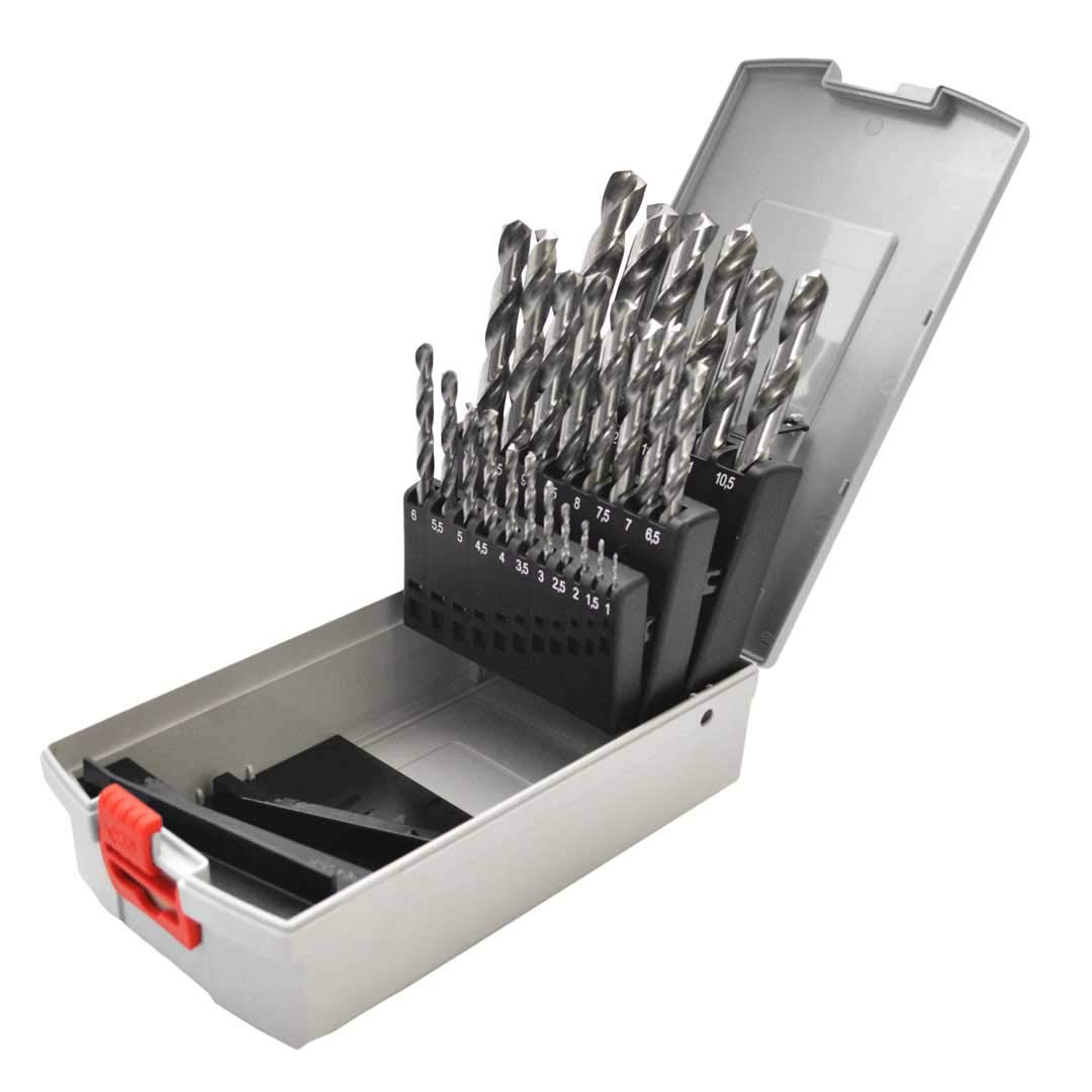 Bosch Professional 25tlg. HSS-G ProBox Metallbohrer-Set (für Stahl, Ø 1-13 mm, Zubehör Bohrschrauber und Bohrständer) Ø 1-13 mm Set 25 tlg.