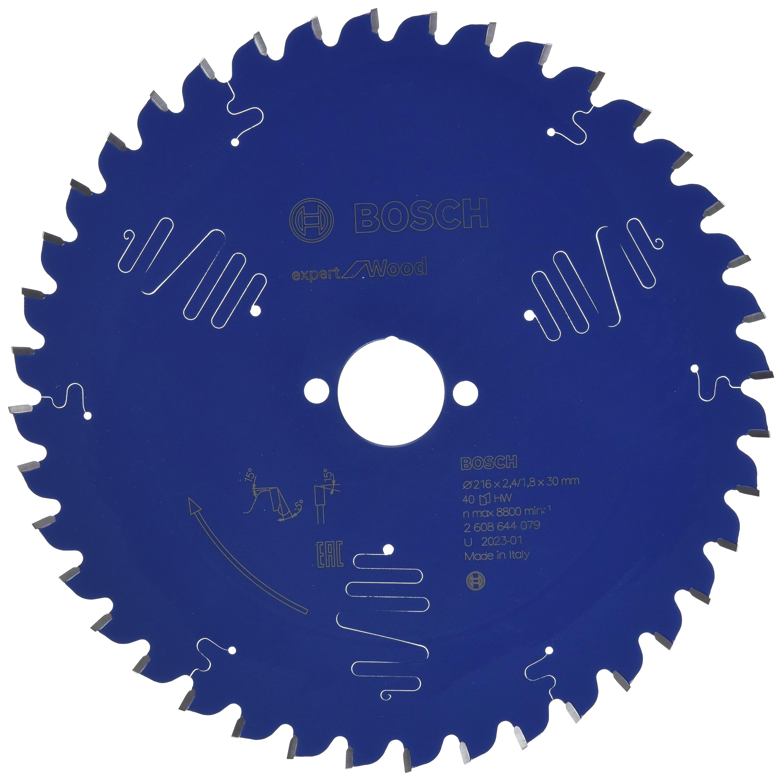 Bosch Professional 1x Kreissägeblatt Expert for Wood (Holz, Sägeblatt Ø 216 x 30 x 2,4 mm, 40 Zähne, Zubehör Kreissäge) Ø 216 mm 30 mm Bohrung 40 Zähne 2,4 mm