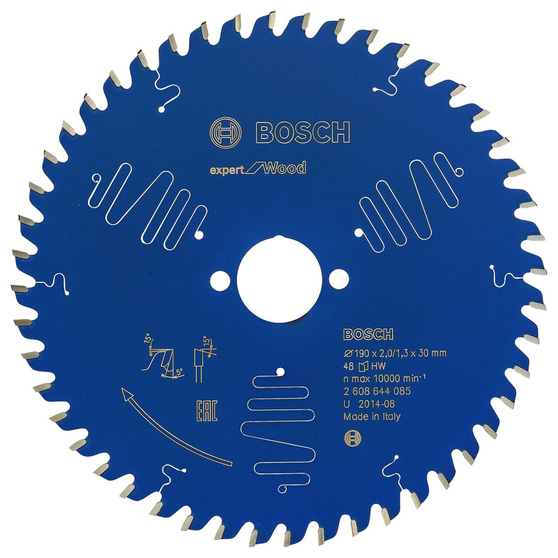 Bosch Professional 1x Kreissägeblatt Expert for Wood (Holz, Sägeblatt Ø 190 x 30 x 2 mm, 48 Zähne, Zubehör Kreissäge) Ø 190 mm 30 mm Bohrung 48 Zähne 2 mm
