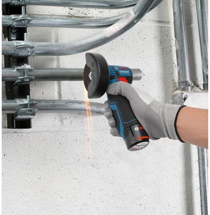 Bosch Professional 06019F2000 System GWS 12 V-76 Cordless Angle Grinder (Three Cutting, Disc Diameter: 76 mm, Excluding Rechargeable Batteries and Charger, in Cardboard Box), 1 W GWS 12 V-76 + L-Boxx